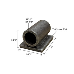 Female Hinge with Weld-On Plate | Bare Steel | 3/16" Thick Plate