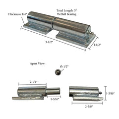 Barrel Hinge with Plate & Grease Zerk