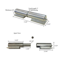 Barrel Hinge with Plate & Grease Zerk