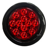Trailer Light-4" Round Stop/Turn/Tail Light-Dark Red Lens/12 Red LEDs-Grommet & Plug