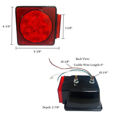 Trailer Light-4" Square Stop/Turn/Tail-Dark Red Lens/LEDs Small-Right Side