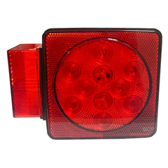 Trailer Light-4" Square Stop/Turn/Trail/License Plate Light-Dark Red Lens/LEDs/Left Side