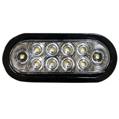 Trailer Light - 6" Oval Backup Light - Clear Lens/10 LEDS White - Grommet & Plug