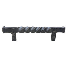 Black twisted metal handle on a white background