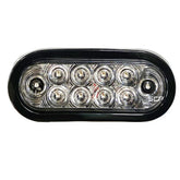 Trailer Light-6" Oval Stop/Turn/Tail Light-Clear Lens/10 Red LEDs-Grommet & Plug