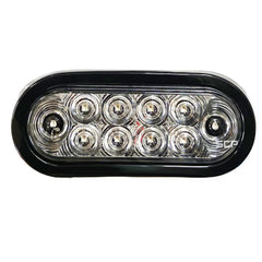Trailer Light-6" Oval Stop/Turn/Tail Light-Clear Lens/10 Red LEDs-Grommet & Plug