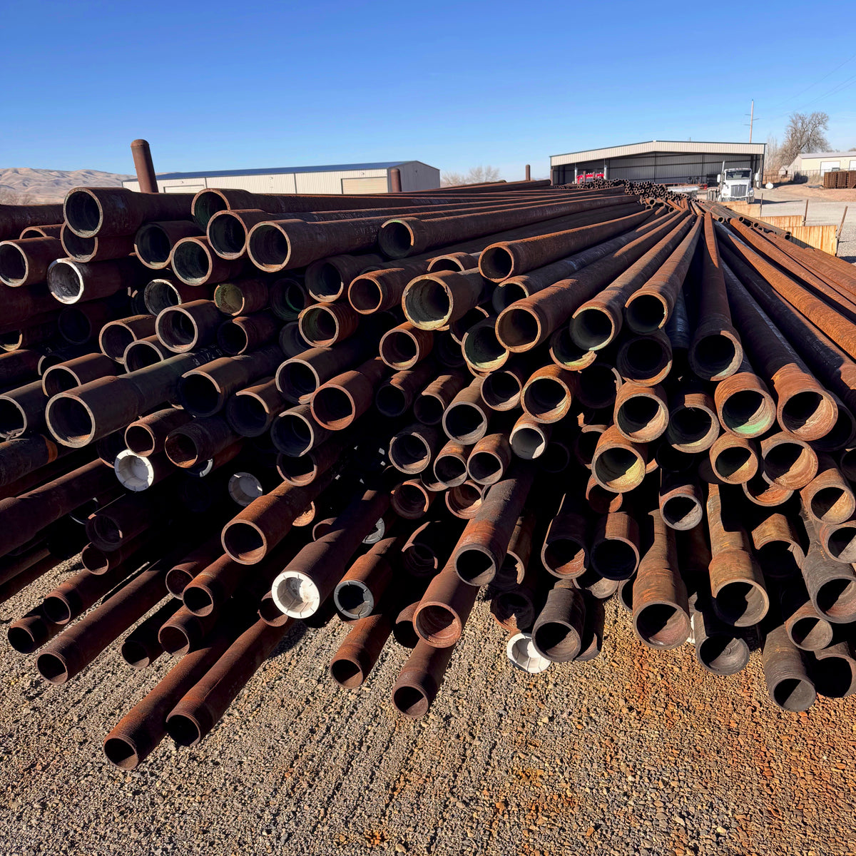 3.5 inch drill pipe in a pile