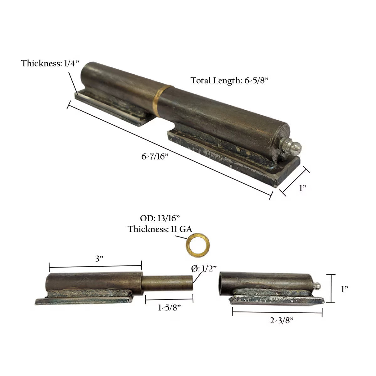 6" Round Hinge W/Plate Grease Zerk