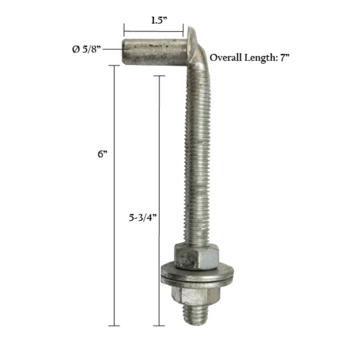 J Bolt with Washers & Nuts 5/8" x 6" - HDG