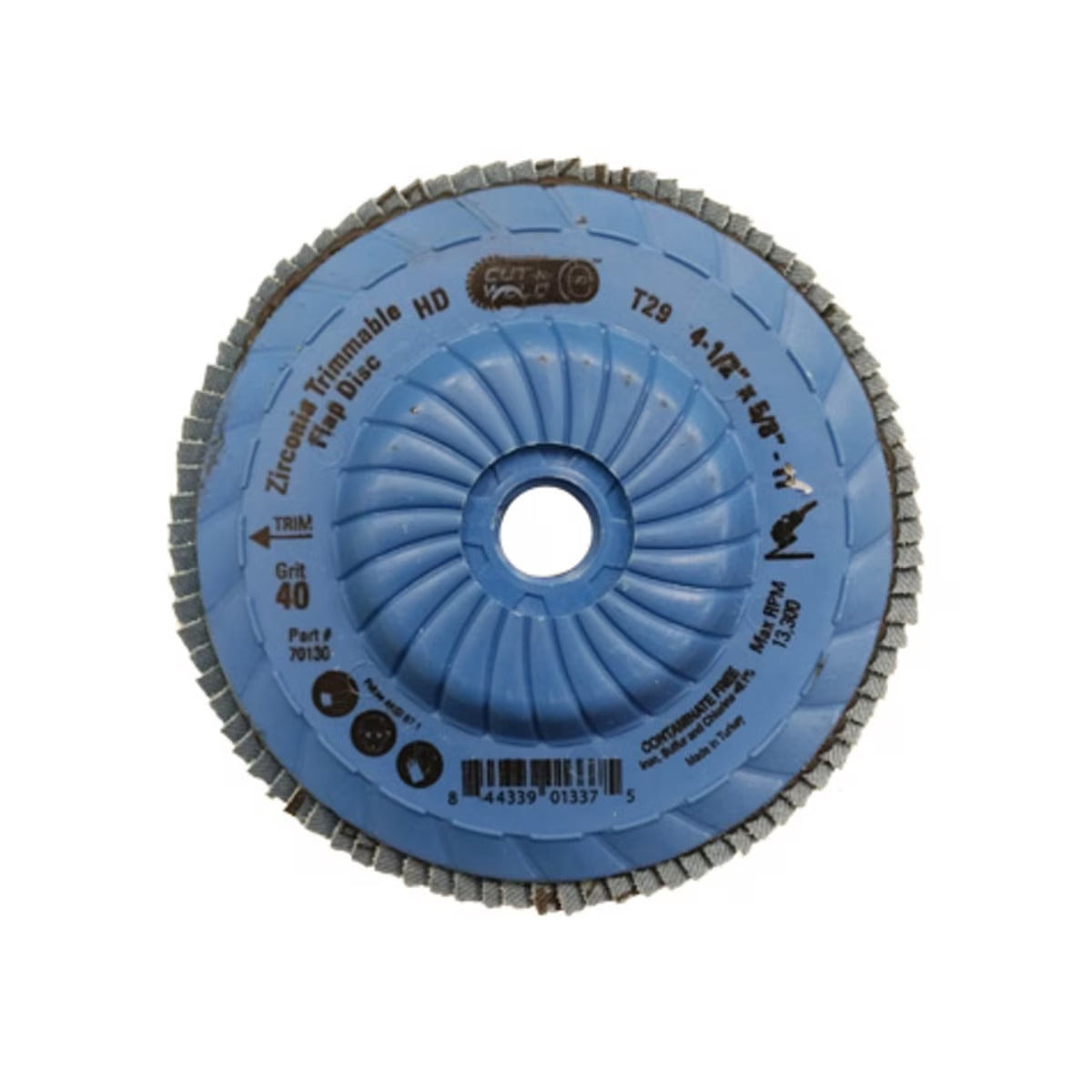 Trimmable T29 4.5" Flap Disc High Density Grit 40