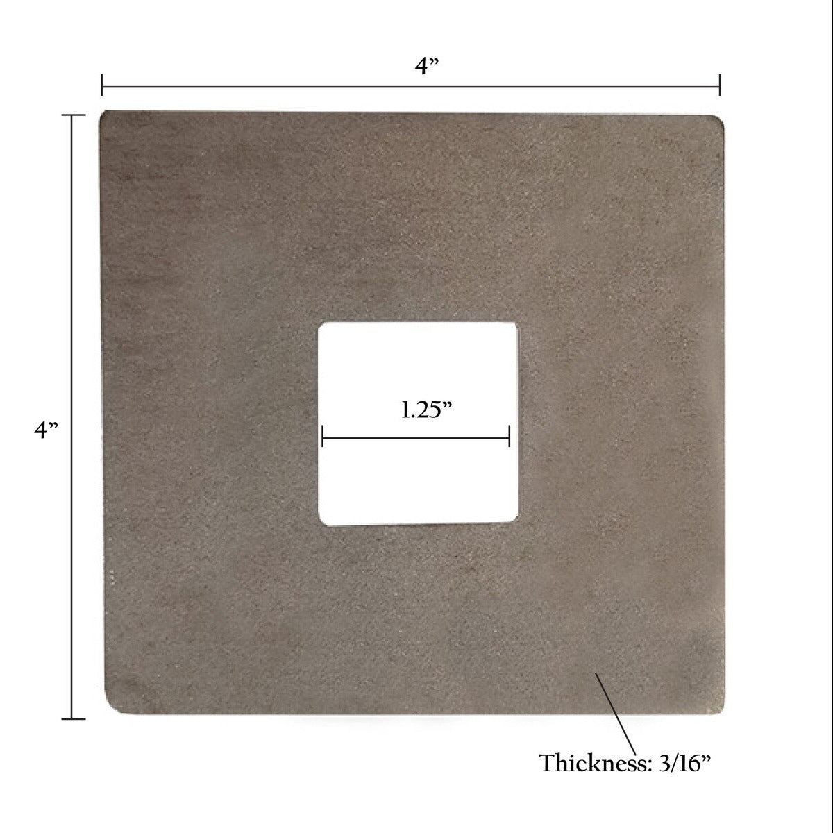 Square Plate 4" X 3/16" W/ Sq - Fits 1.25" Sq