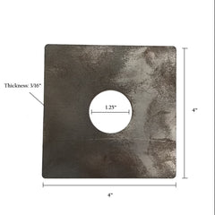 Square Plate 4" X 3/16" with Rounded Corners - Fits 1.25" OD