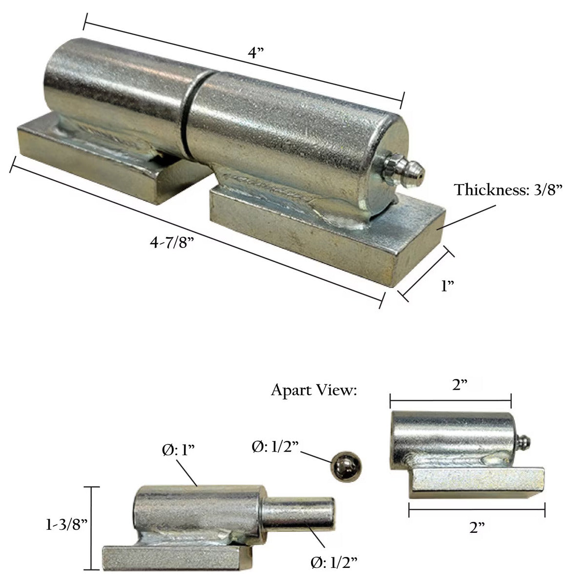Barrel Hinge with Plate & Grease Zerk