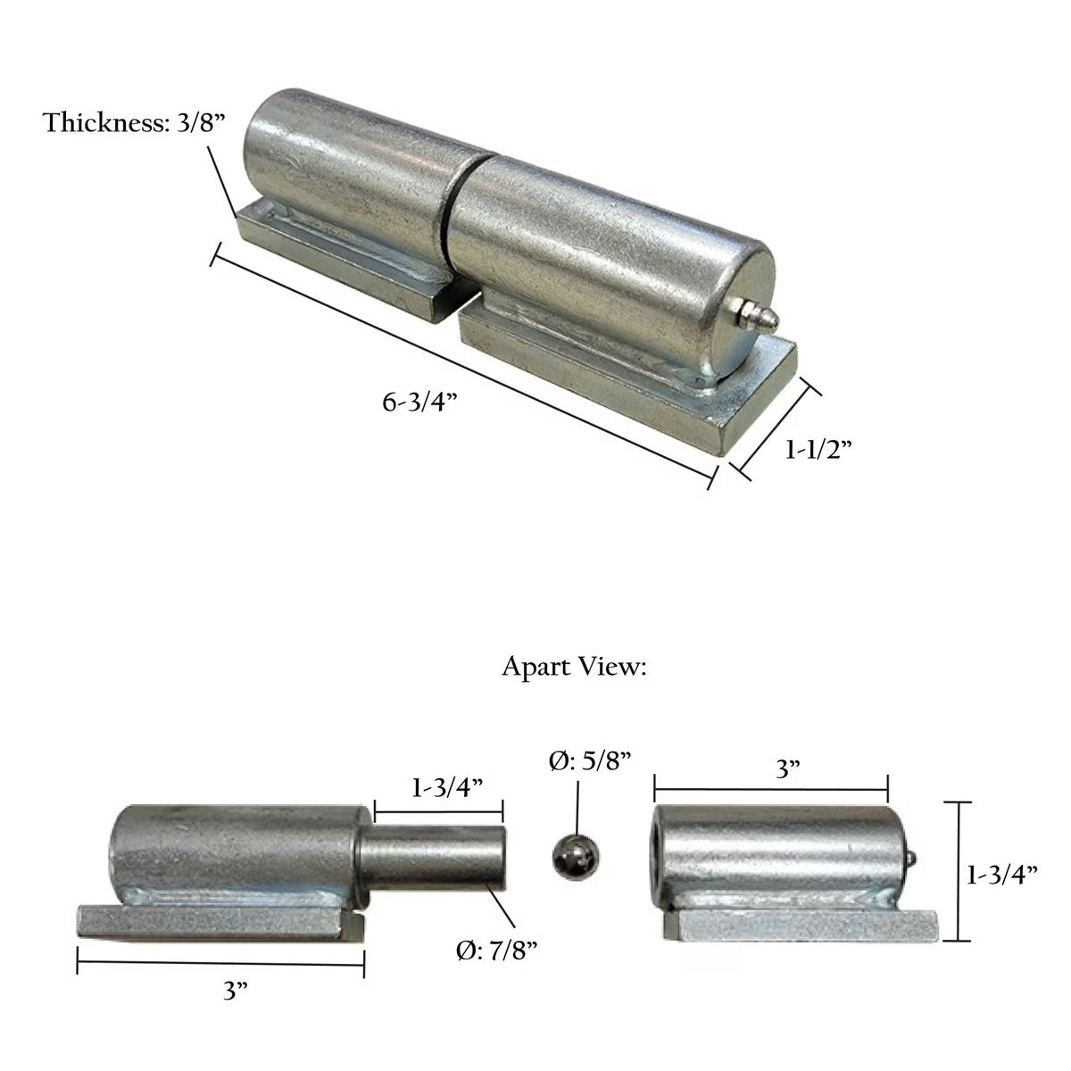 Barrel Hinge with Plate & Grease Zerk