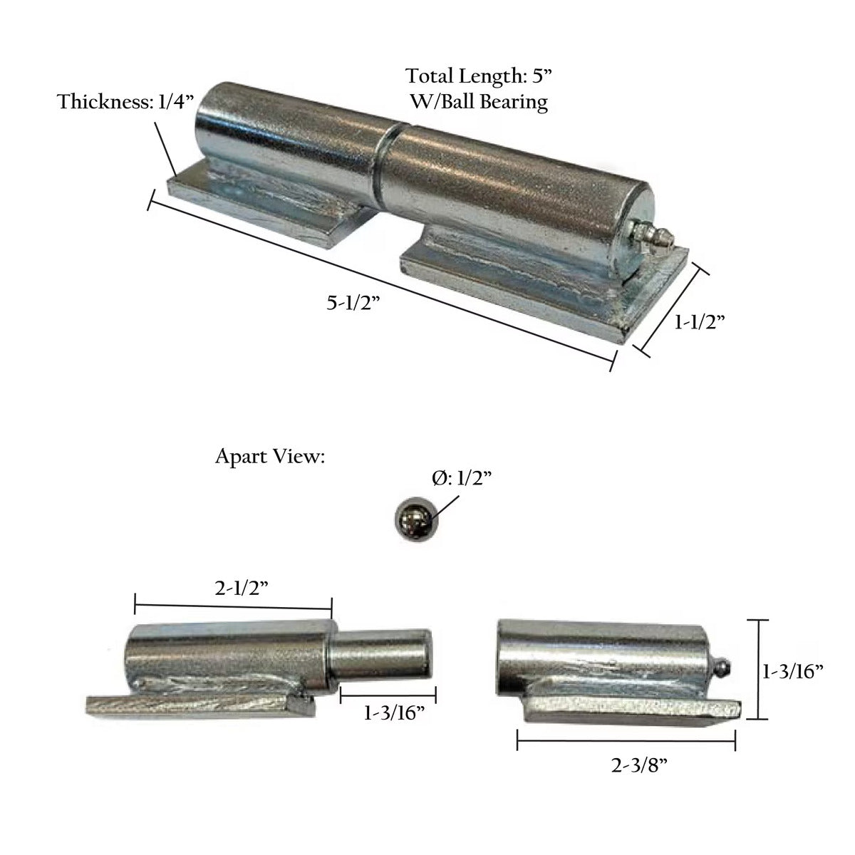 Barrel Hinge with Plate & Grease Zerk