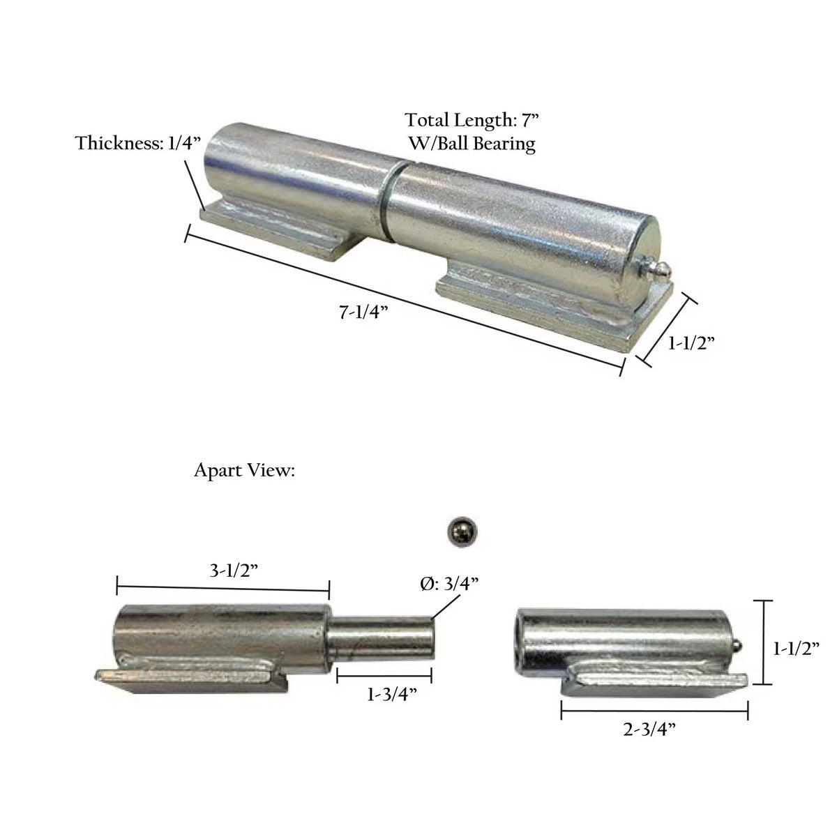 Barrel Hinge with Plate & Grease Zerk