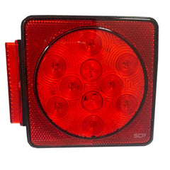 Trailer Light-4" Square Stop/Turn/Trail/License Plate Light-Dark Red Lens/LEDs/Left Side