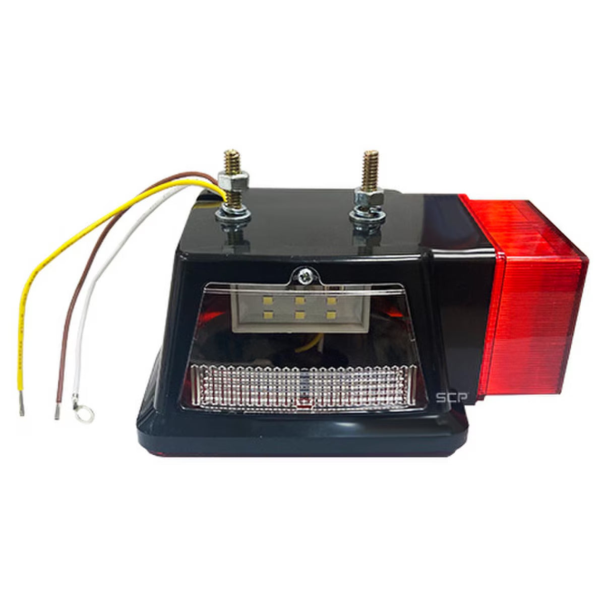 Trailer Light-4" Square Stop/Turn/Trail/License Plate Light-Dark Red Lens/LEDs/Left Side