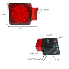 Trailer Light-4" Square Stop/Turn/Tail-Dark Red Lens/LEDs Small-Right Side