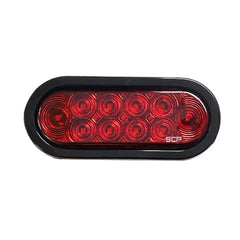 Trailer Light-6" Oval Stop/Turn/Tail Light-Dark Red Lens-Grommet & Plug