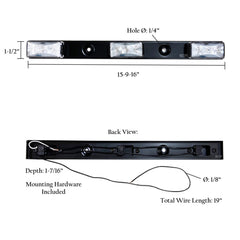 Trailer Light Bar-3 Light/Clear Lens-Metal Base