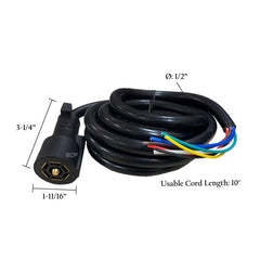 7-Way with Center Pin-10ft Cord-14AWG X 3, 16 AWG X 4