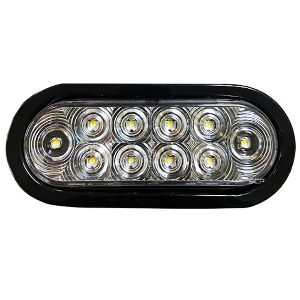 Trailer Light - 6" Oval Backup Light - Clear Lens/10 LEDS White - Grommet & Plug