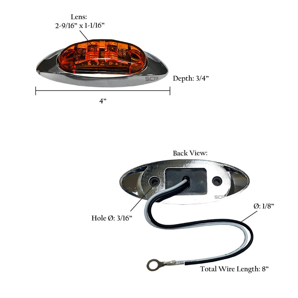 Trailer Light 2.6"x1" Surface Mount Marker Light