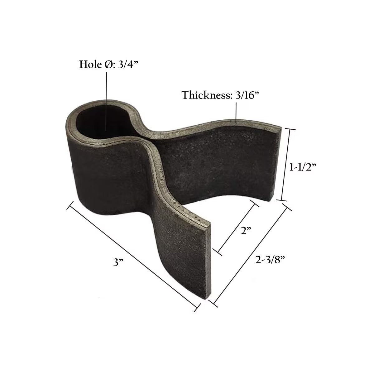 Female Hinge Strap – 3/4" x 2" Weld-On | HDG or Bare Steel