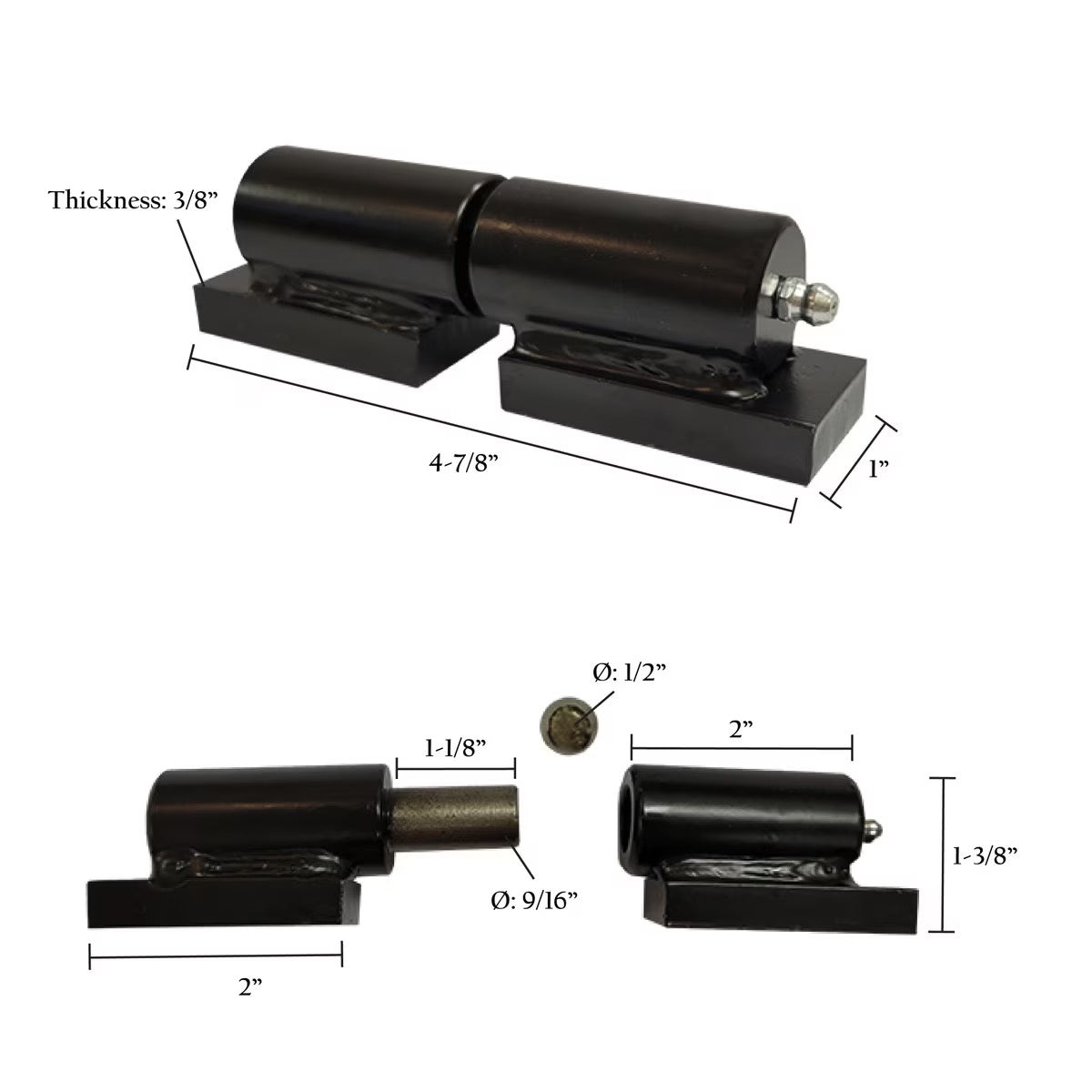 Barrel Hinge with Plate & Grease Zerk