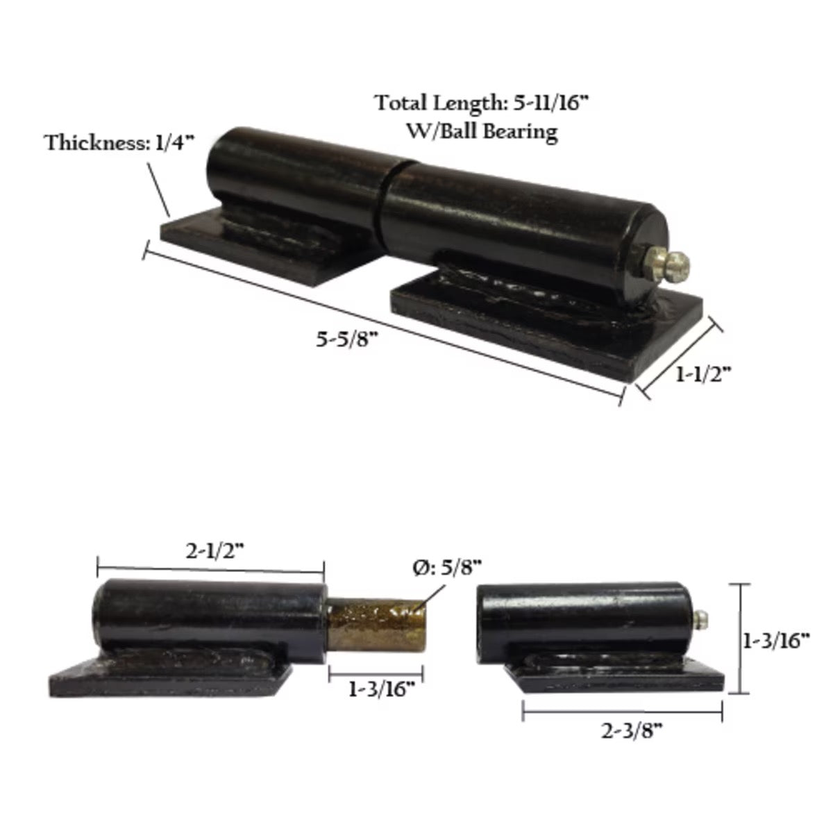 Barrel Hinge with Plate & Grease Zerk
