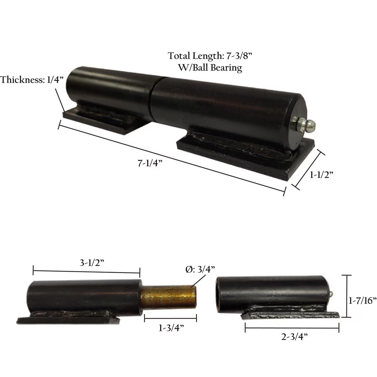 Barrel Hinge with Plate & Grease Zerk