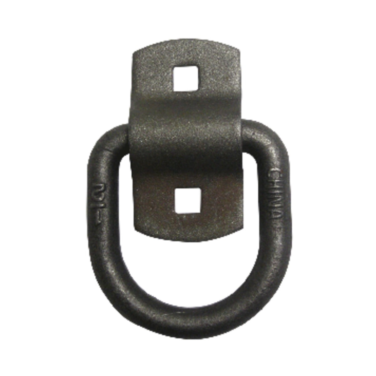 Black metal ring with a square hole on a white background