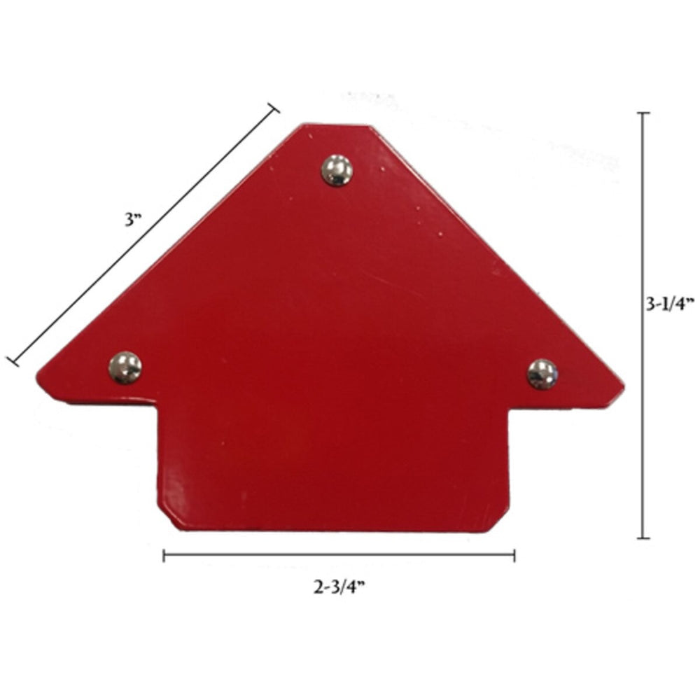 Red triangular object with dimensions on a white background