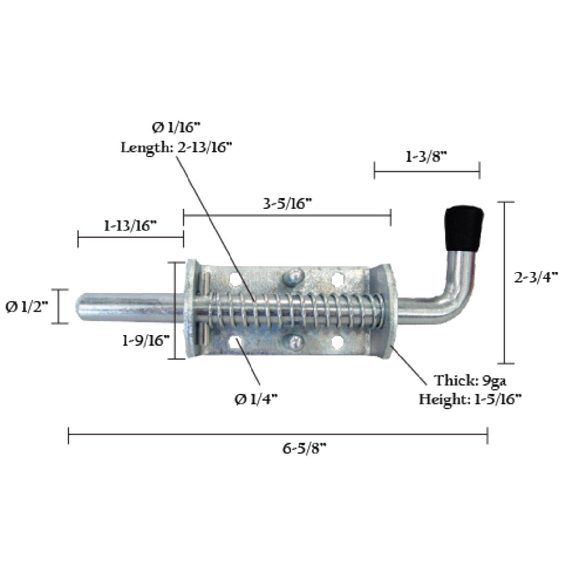 Spring Latch with Rubber Grip | Zinc Plated Heavy-Duty Gate Latch ...