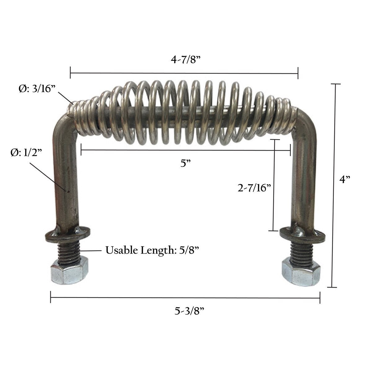 Spring Handle – 5-3/8″ with 1/2″ Rod (Threaded or Non-Threaded)