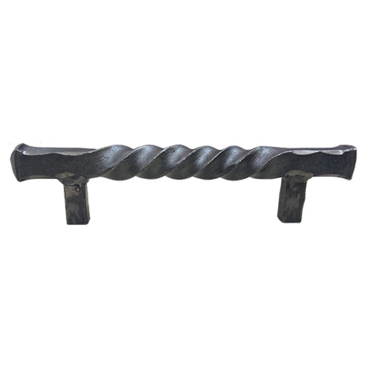 Black twisted metal handle on a white background