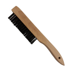 Wooden brush with black bristles on a white background