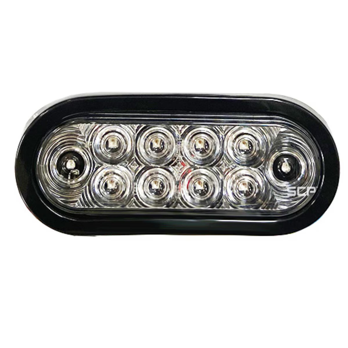 Trailer Light-6" Oval Stop/Turn/Tail Light-Clear Lens/10 Red LEDs-Grommet & Plug